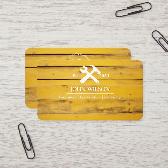 Carte De Visite Outils de charpentier constructeur professionnel m (Devant/Arrière en situation)