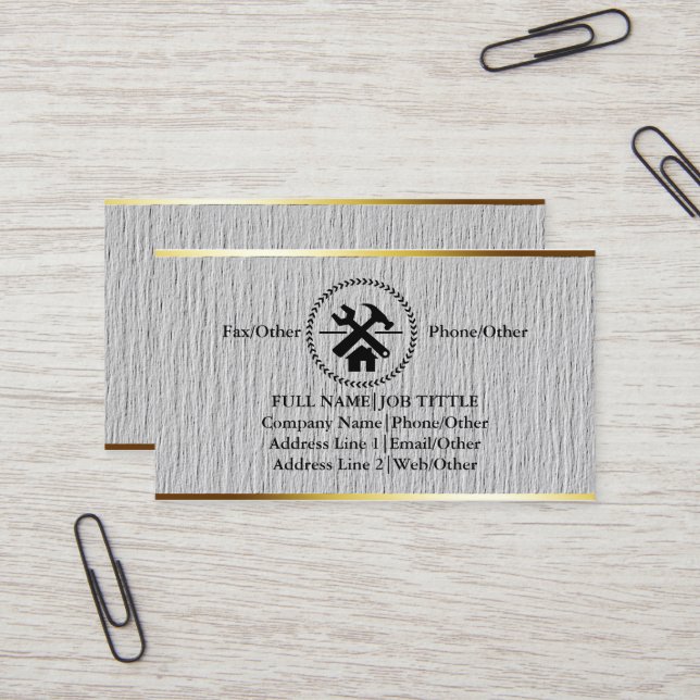 Carte De Visite Outils de charpentier de construction professionne (Devant/Arrière en situation)