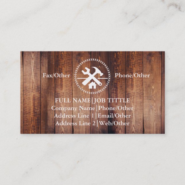 Carte De Visite Outils de charpentier pour les constructeurs profe (Devant)