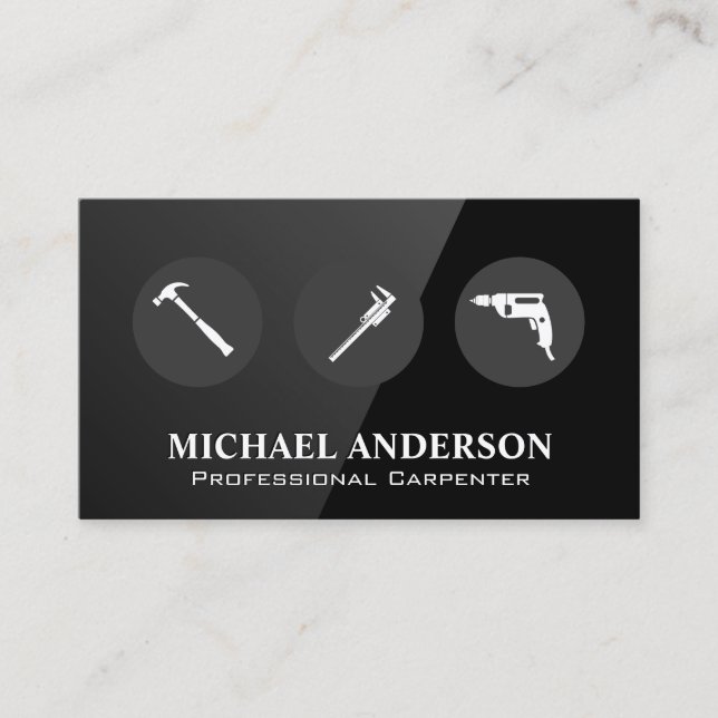 Carte De Visite Outils de construction | Black Gloss (Devant)