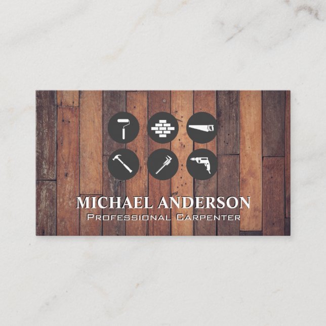 Carte De Visite Outils de construction | Bois dur (Devant)