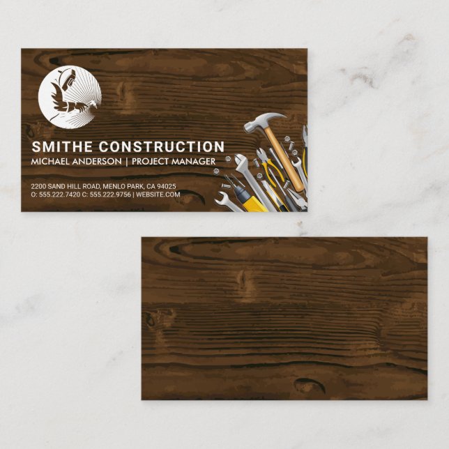 Carte De Visite Outils de construction | Bois et soudure du bâtime (Devant / Derrière)