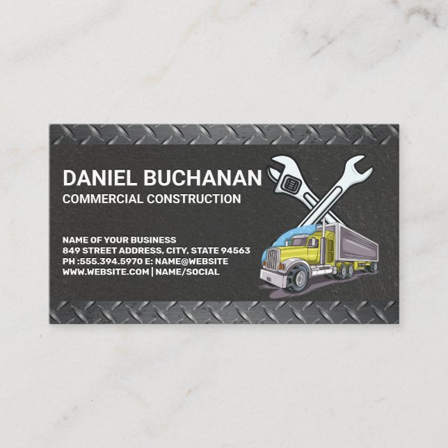Carte De Visite Outils de construction | Camion de travail (Devant)