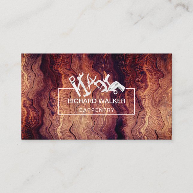 Carte De Visite Outils de construction de menuiserie en bois (Devant)