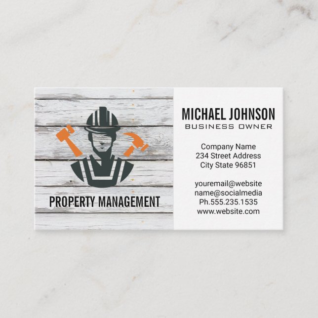 Carte De Visite Outils de construction | Entrepreneur général (Devant)