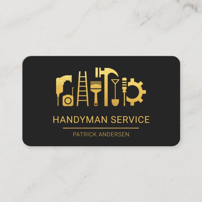Carte De Visite Outils de construction Golden Handyman (Devant)