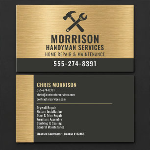 Carte De Visite Outils de construction métalliques Gold Handyman
