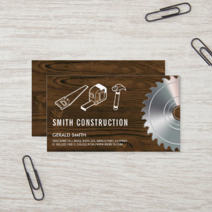 Carte De Visite Outils de construction   table de bois