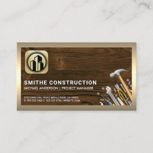 Carte De Visite Outils de création Bois Bordure or