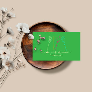 Carte De Visite Outils de cuisine boulangerie fait maison vert