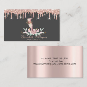 Carte De Visite Outils de cuisson Fleurs Rose Gold Drives Boulange