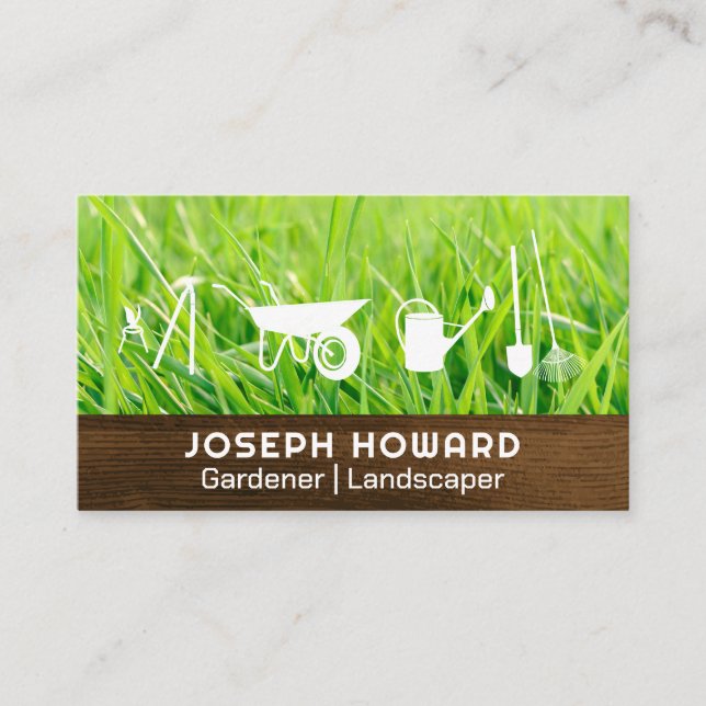 Carte De Visite Outils de jardinage | Couper l'herbe | Bois (Devant)