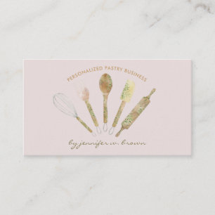Carte De Visite Outils de magasin de pâtisserie de cuisine Blush r