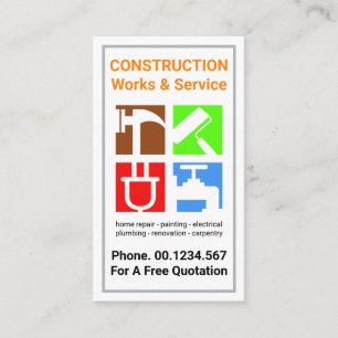Carte De Visite Outils de main de construction de cadre frontalier