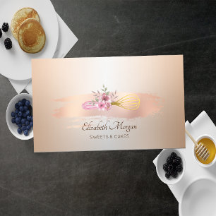 Carte De Visite Outils de main de pâtisserie de boulangerie Rose G