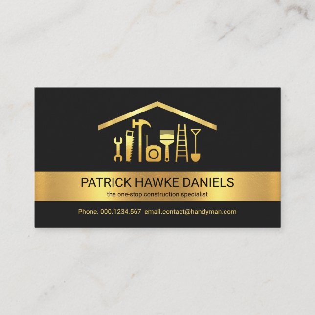 Carte De Visite Outils de main-main Creative Gold Stripe sur le to (Devant)