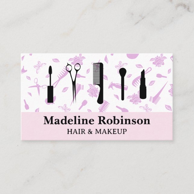 Carte De Visite Outils de maquillage | Motif de salon (Devant)