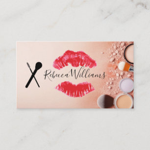 Carte De Visite Outils de Maquillage   Tache de Baiser de Rouge à 