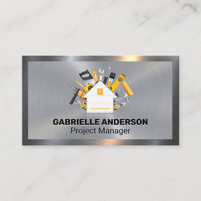 Carte De Visite Outils de menuiserie et de menuiserie | Metallique (Devant)