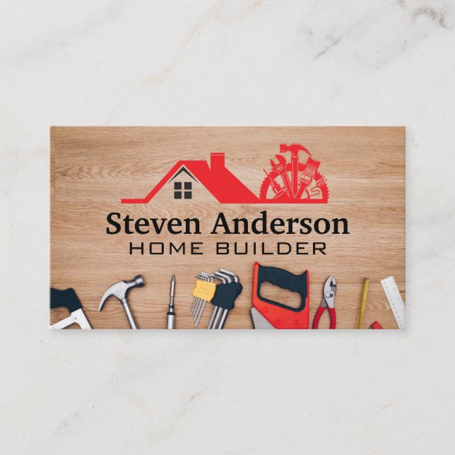 Carte De Visite Outils de menuiserie | Logo de construction (Devant)