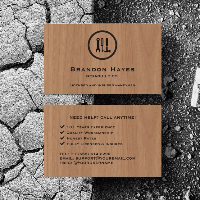 Carte De Visite Outils de menuisier de construction personnalisés  (Personalized your business card details)