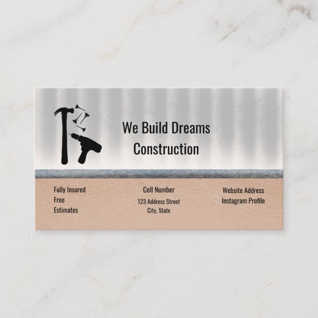 Carte De Visite Outils de rénovateurs de construction (Devant)