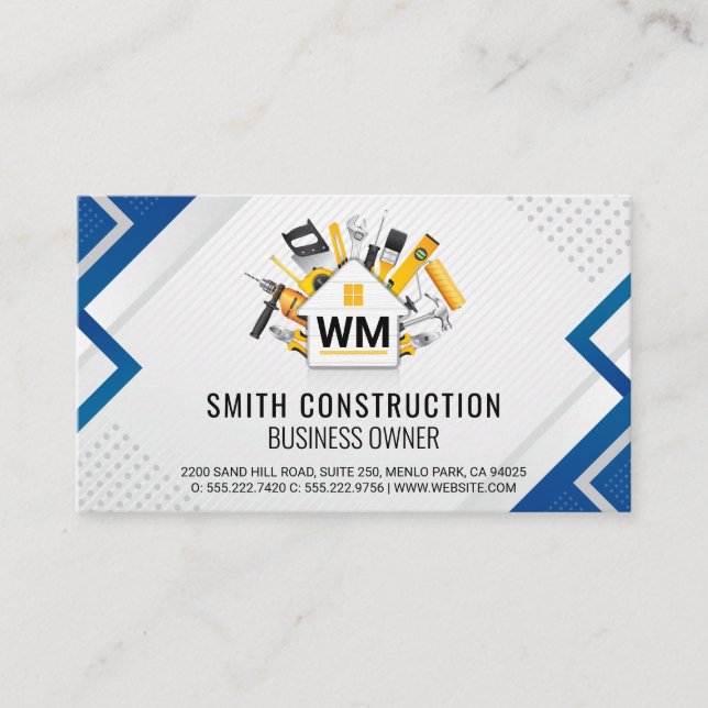 Carte De Visite Outils de réparation de construction de maison | C (Devant)