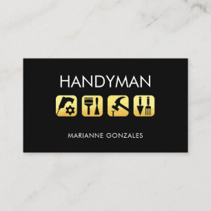 Carte De Visite Outils de réparation de maison Gold Handyman