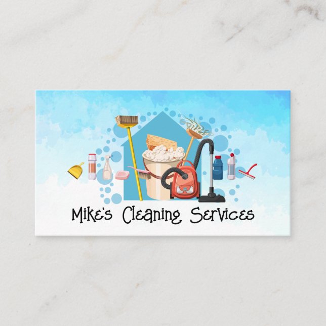Carte De Visite Outils de services de nettoyage de maison | Bonnes (Devant)