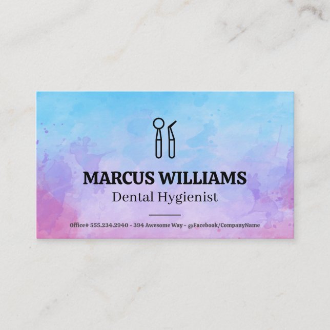 Carte De Visite Outils Dentaires | Fond Aquarelle (Devant)