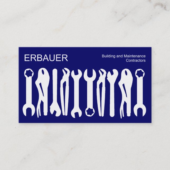 Carte De Visite Outils du commerce - Blanc sur Bleu foncé 000066 (Devant)