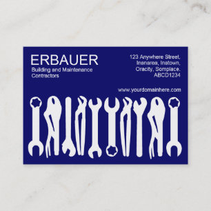 Carte De Visite Outils du commerce (Chubby) - Blanc sur bleu foncé