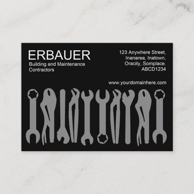 Carte De Visite Outils du commerce (Chubby) - Gris sur noir (Devant)