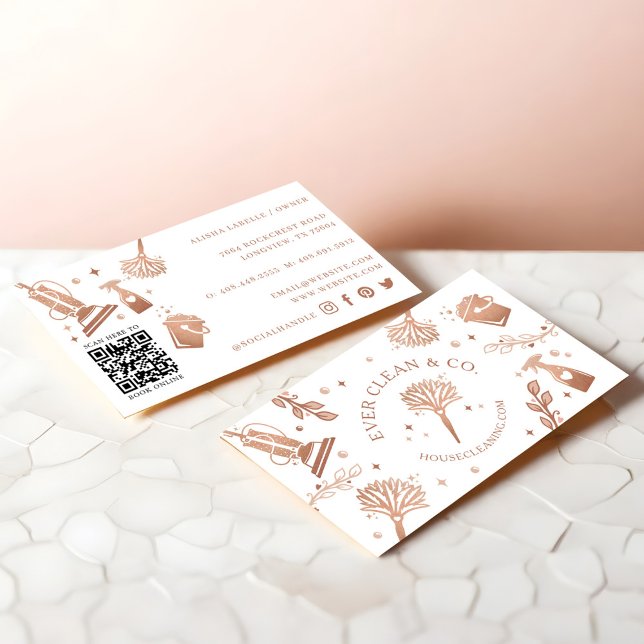 Carte De Visite Outils et fournitures de nettoyage ménager et mais (Professional Maid & House Cleaning Tools/Supplies Business Card)