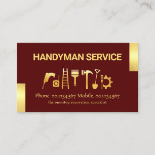 Carte De Visite Outils Gold Handyman Avec Onglets Or