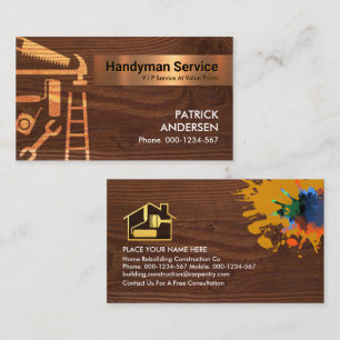 Carte De Visite Outils Handyman Sur Le Bois De Bois
