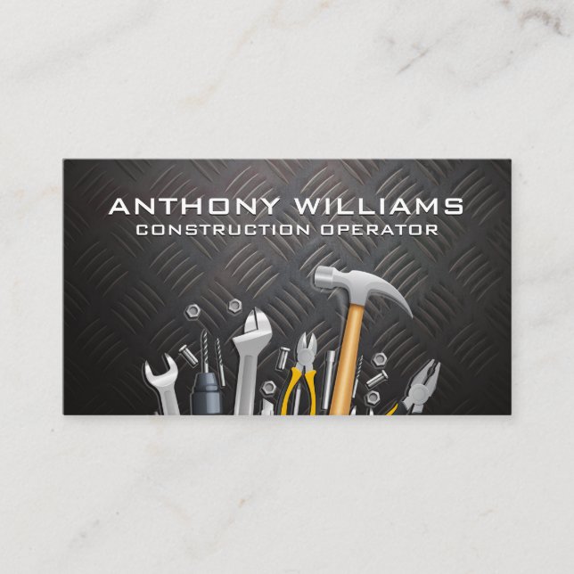 Carte De Visite Outils matériels | Motif en acier (Devant)