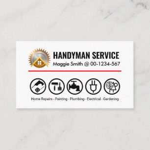 Carte De Visite Outils minimalistes Handyman Sur La Ligne Rouge