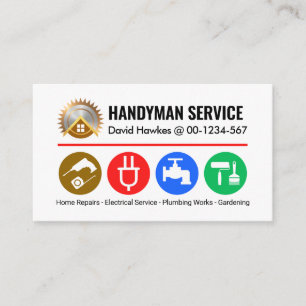 Carte De Visite Outils minimalistes Handyman Sur La Ligne Rouge
