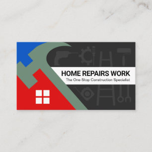 Carte De Visite Outils pour homme de main en silhouette de toit en