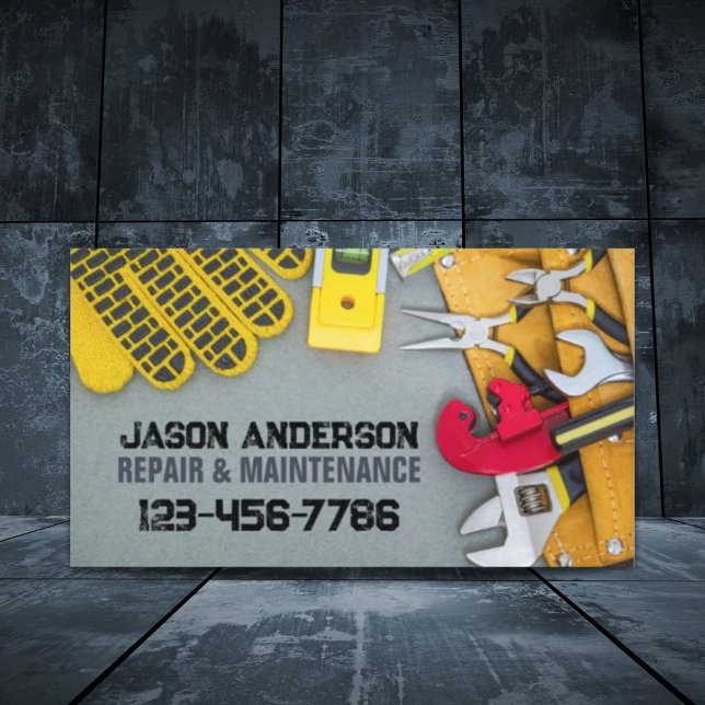 Carte De Visite Outils Réparation Maintenance Construction Handyma (Tools Repair Maintenance Construction Handyman Business Card)
