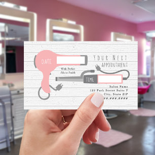 Carte De Visite Outils roses Liste de cheveux Rendez-vous