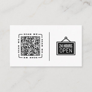 Carte De Visite Ouvert 24h/24 et 7j/7   Modèle de code QR et de lo
