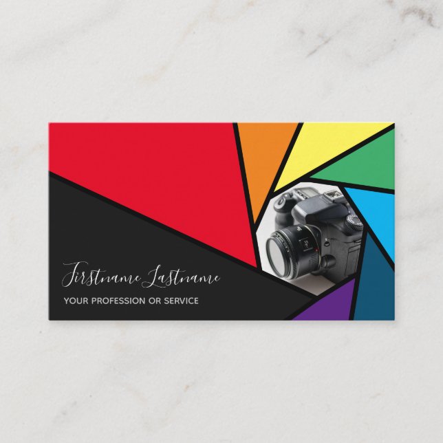 Carte De Visite Ouverture de caméra Rainbow couleurs pour les phot (Devant)