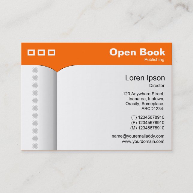 Carte De Visite Ouvrez le livre - FF6600 orange (Devant)