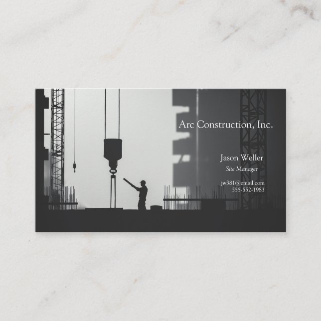 Carte De Visite Ouvrier de construction avec grue (Devant)
