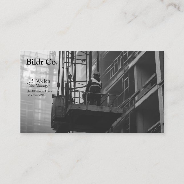 Carte De Visite Ouvrier de construction sur plate-forme de grue (Devant)