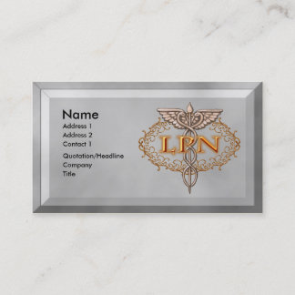 Carte De Visite Oval Cuivre Caduceus LPN Infirmière