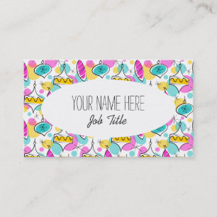Carte de visite ovale blanc Baubles Arbre rétro