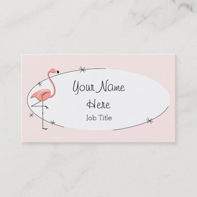 carte de visite ovale rose Flamant rose (Devant)